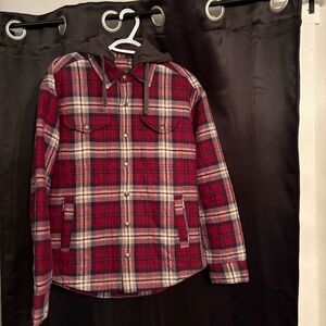 American Eagle flannel‎ quilted jacket hooded button up